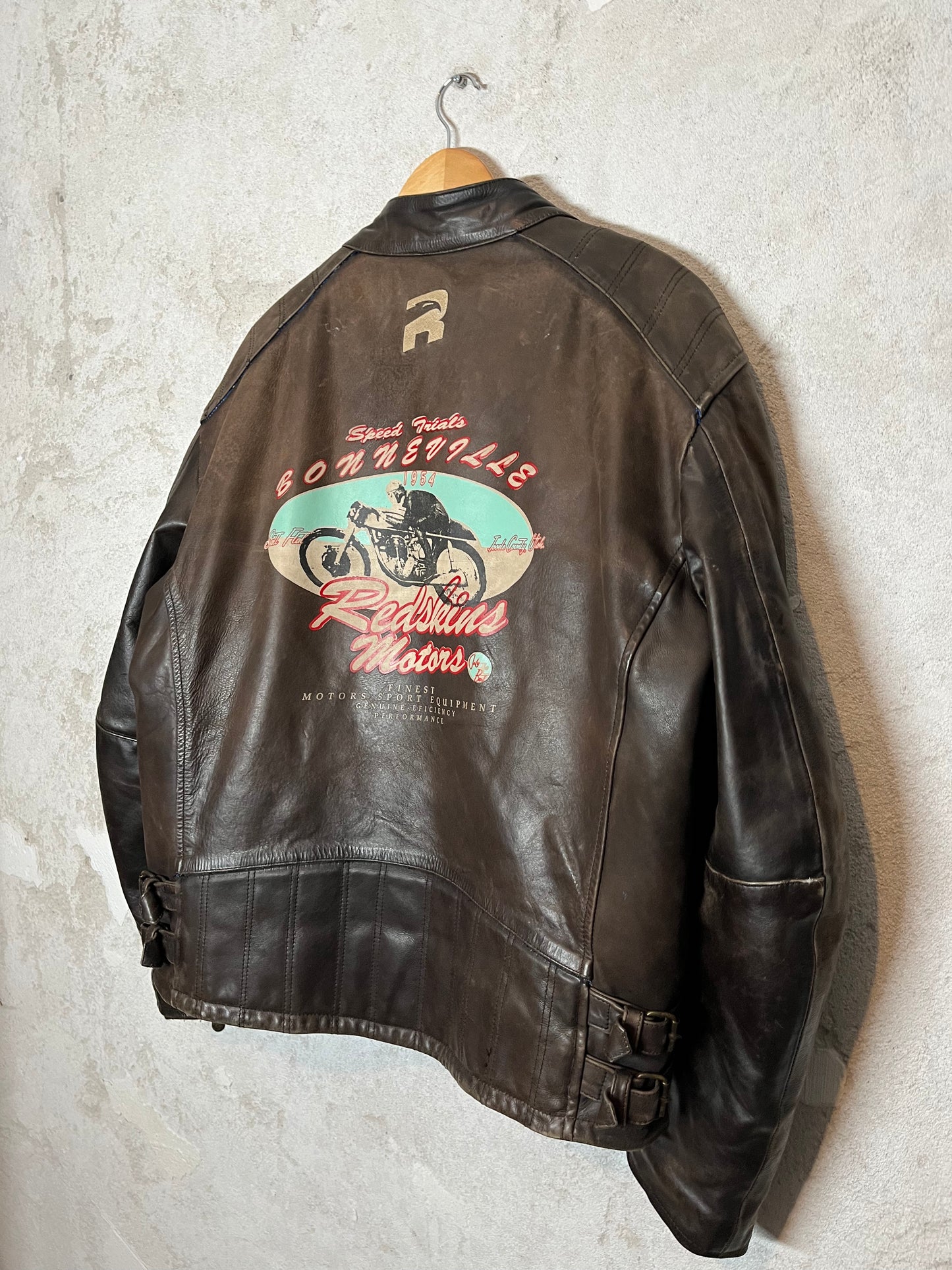 Red Skins motors leather jacket - XXL