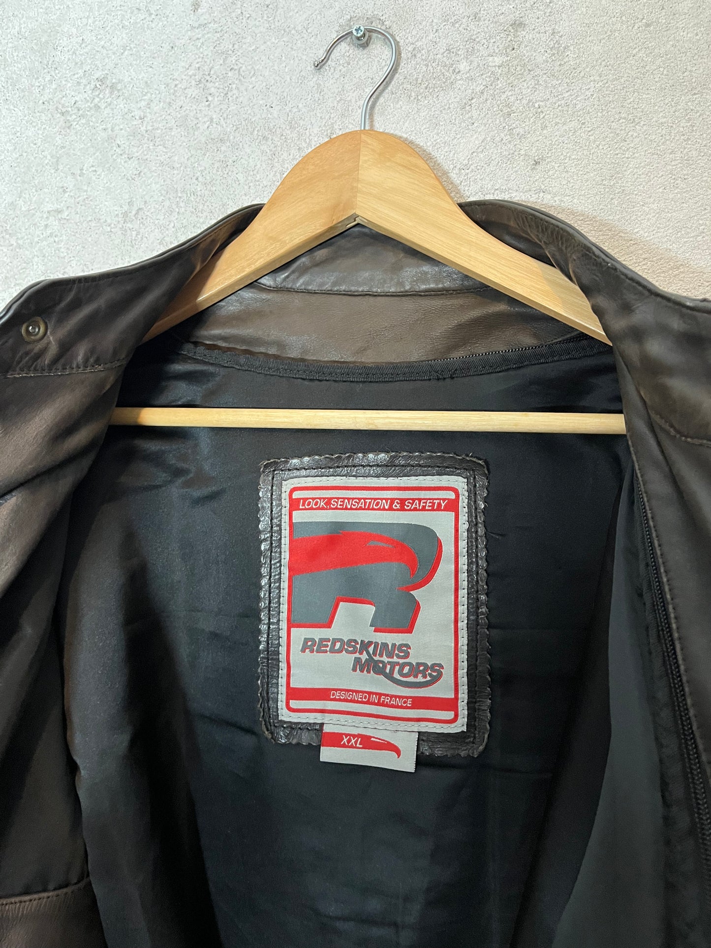 Red Skins motors leather jacket - XXL