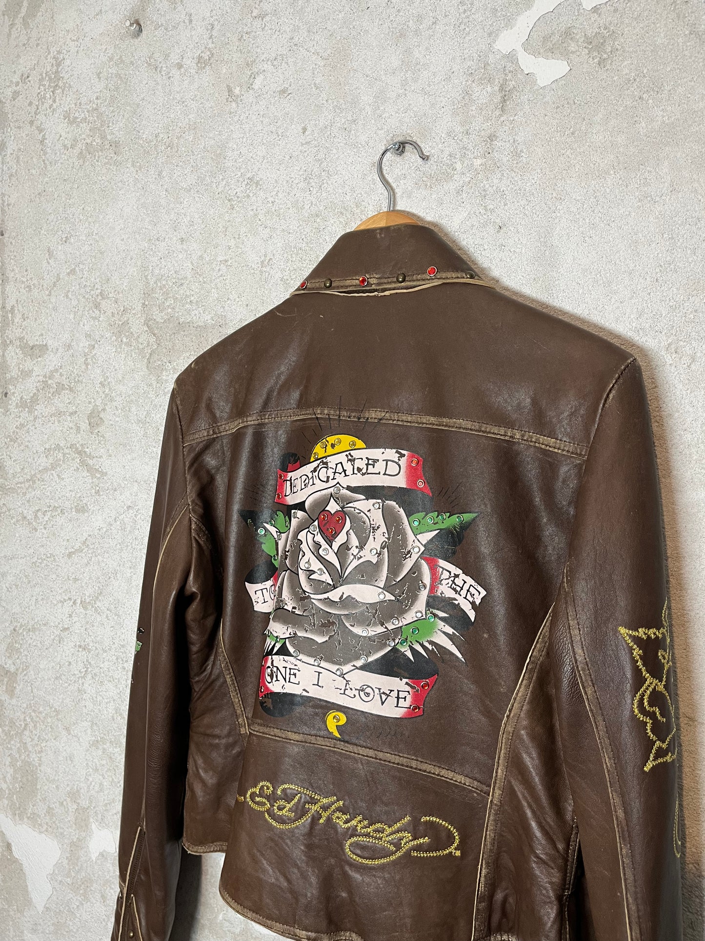 Ed Hardy Faux Leather rare collectors motor jacket