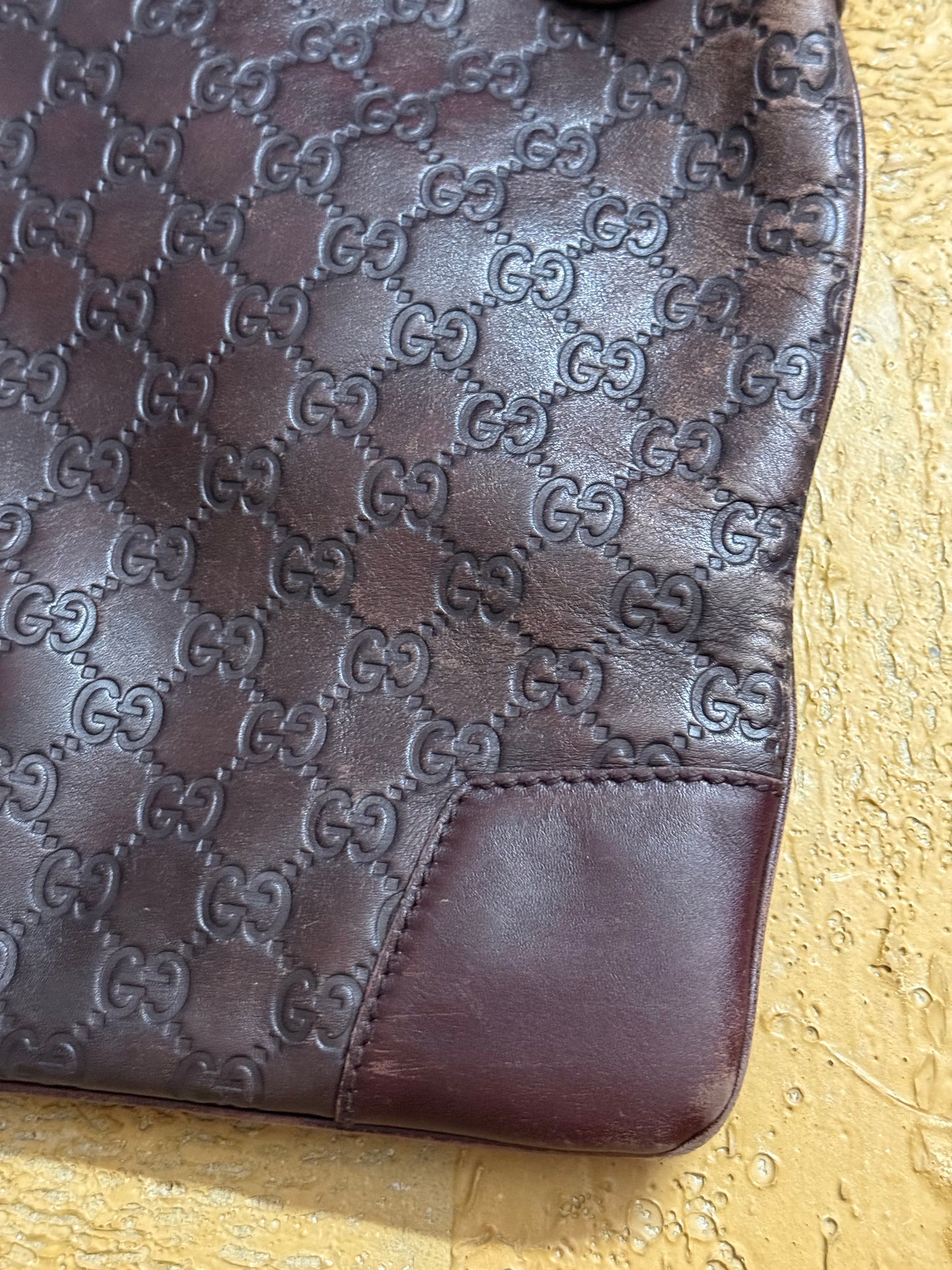 Gucci leather monogram shoulder bag