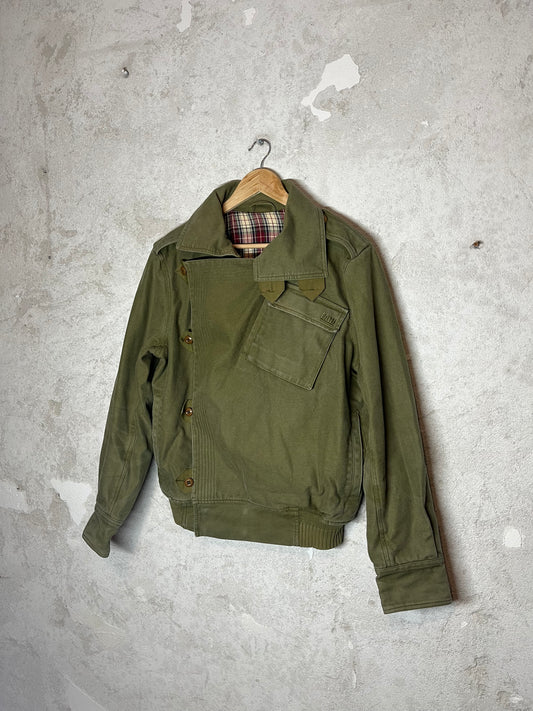 Maharishi cargo utility assymetrical clasp canvas jacket - L