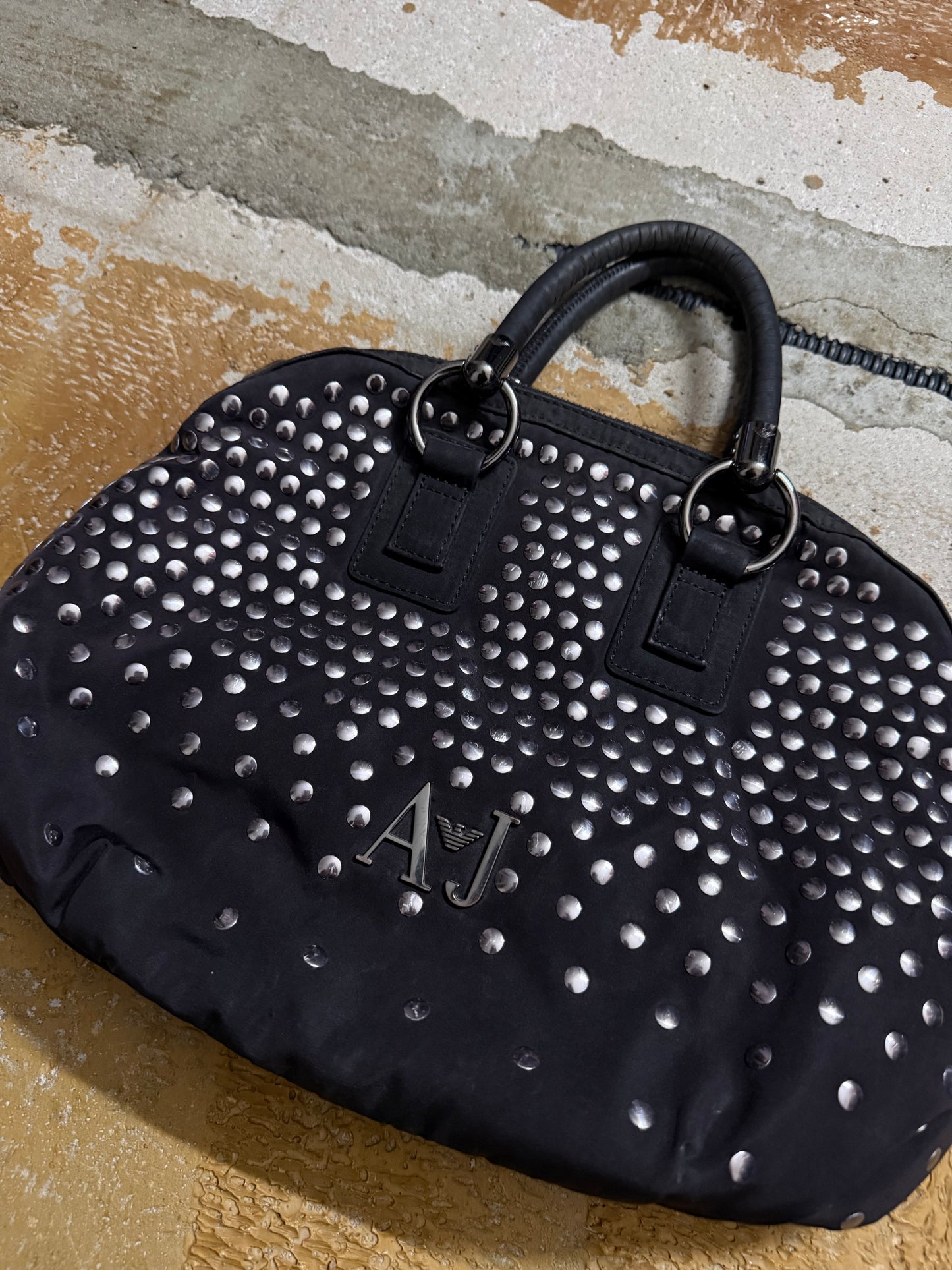 Armani vintage studded canvas bag