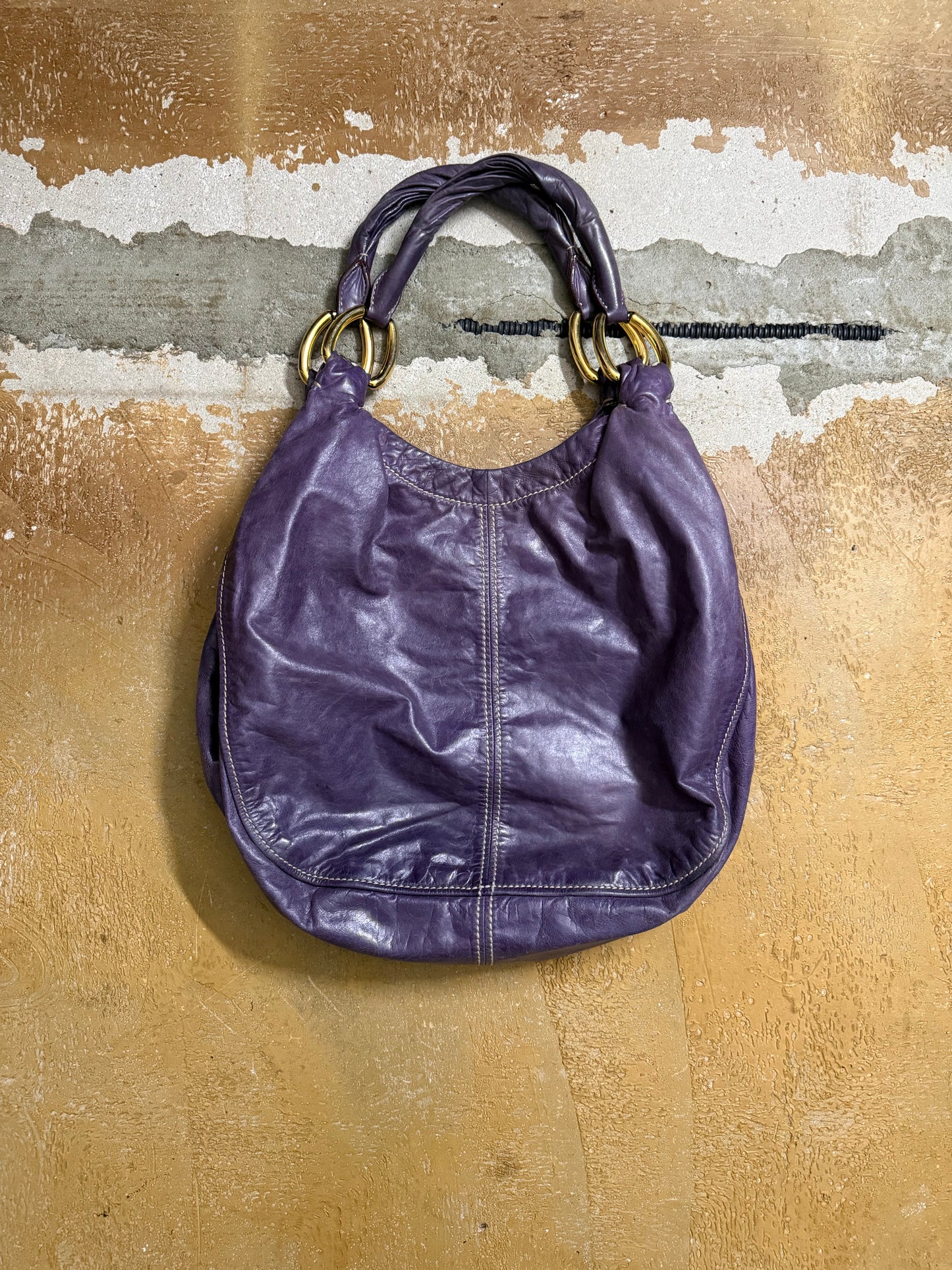 Miu Miu purple leather shopper bag