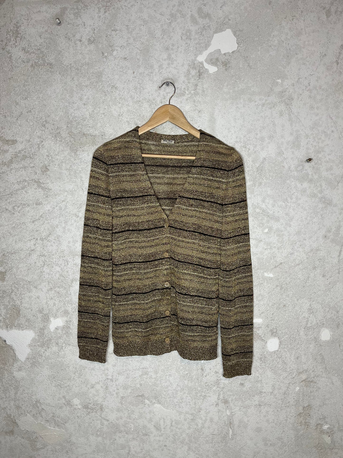 Miu Miu gold knit cardigan - M