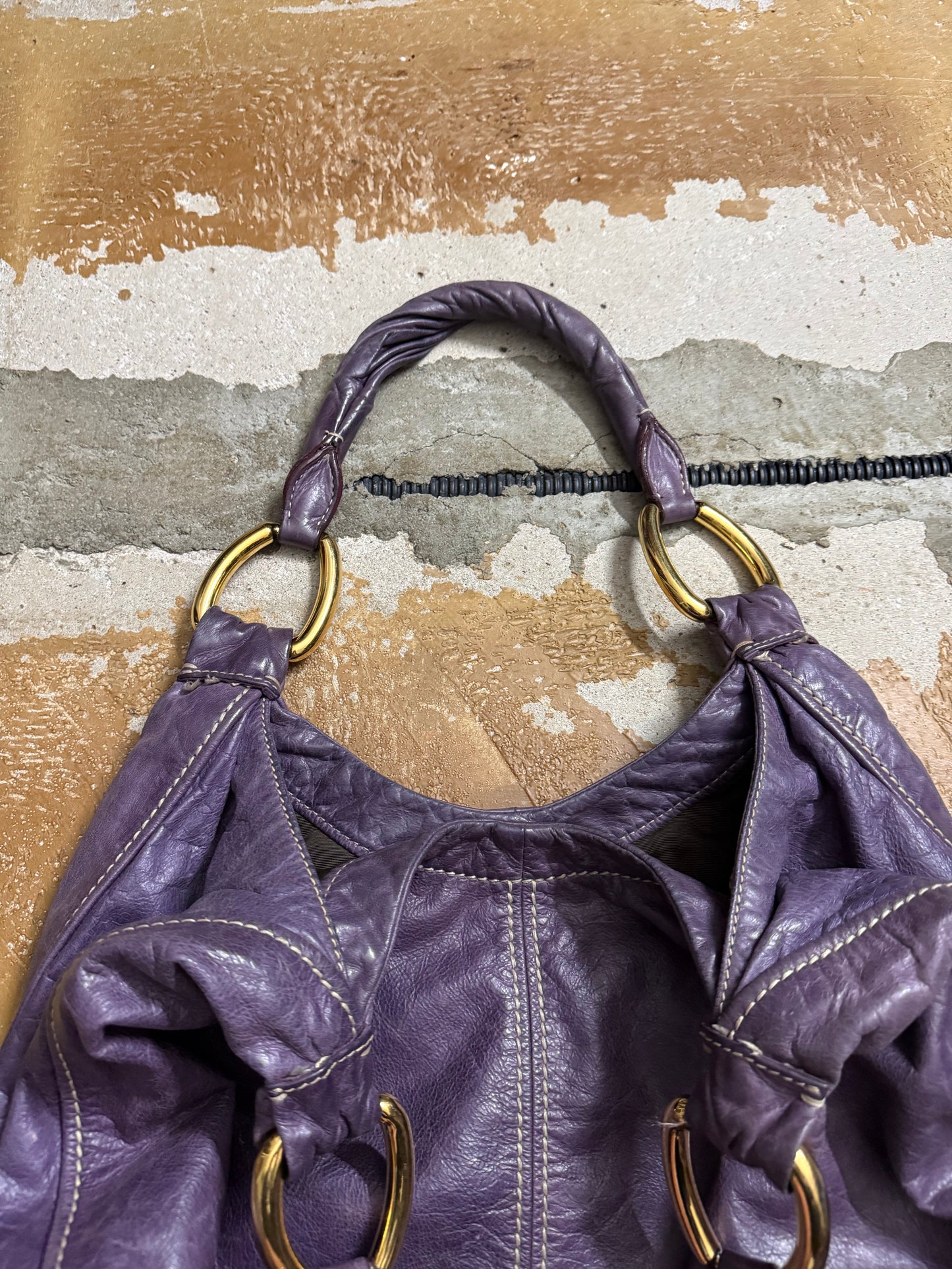 Miu Miu purple leather shopper bag