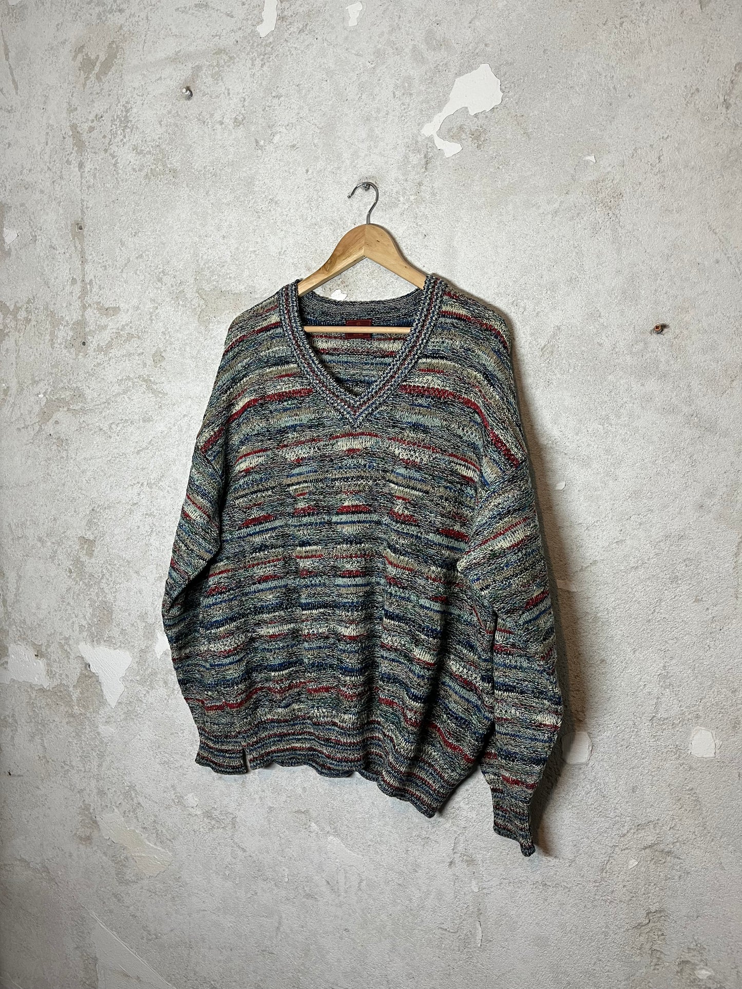 Missoni vintage retro V neck 90s 2000s knit sweatshirt - XXL