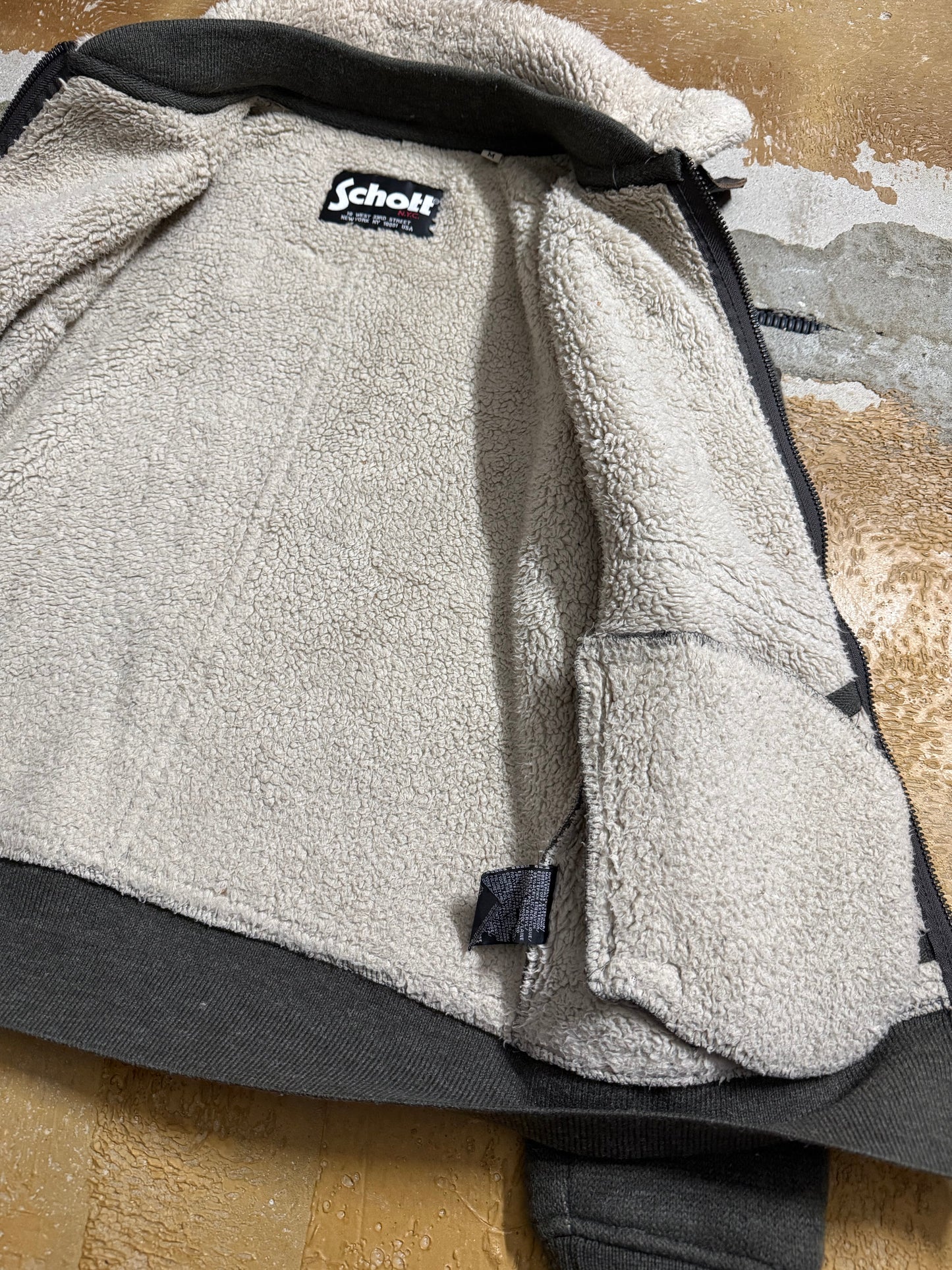 Schott NYC sherpa leather detail jacket - M