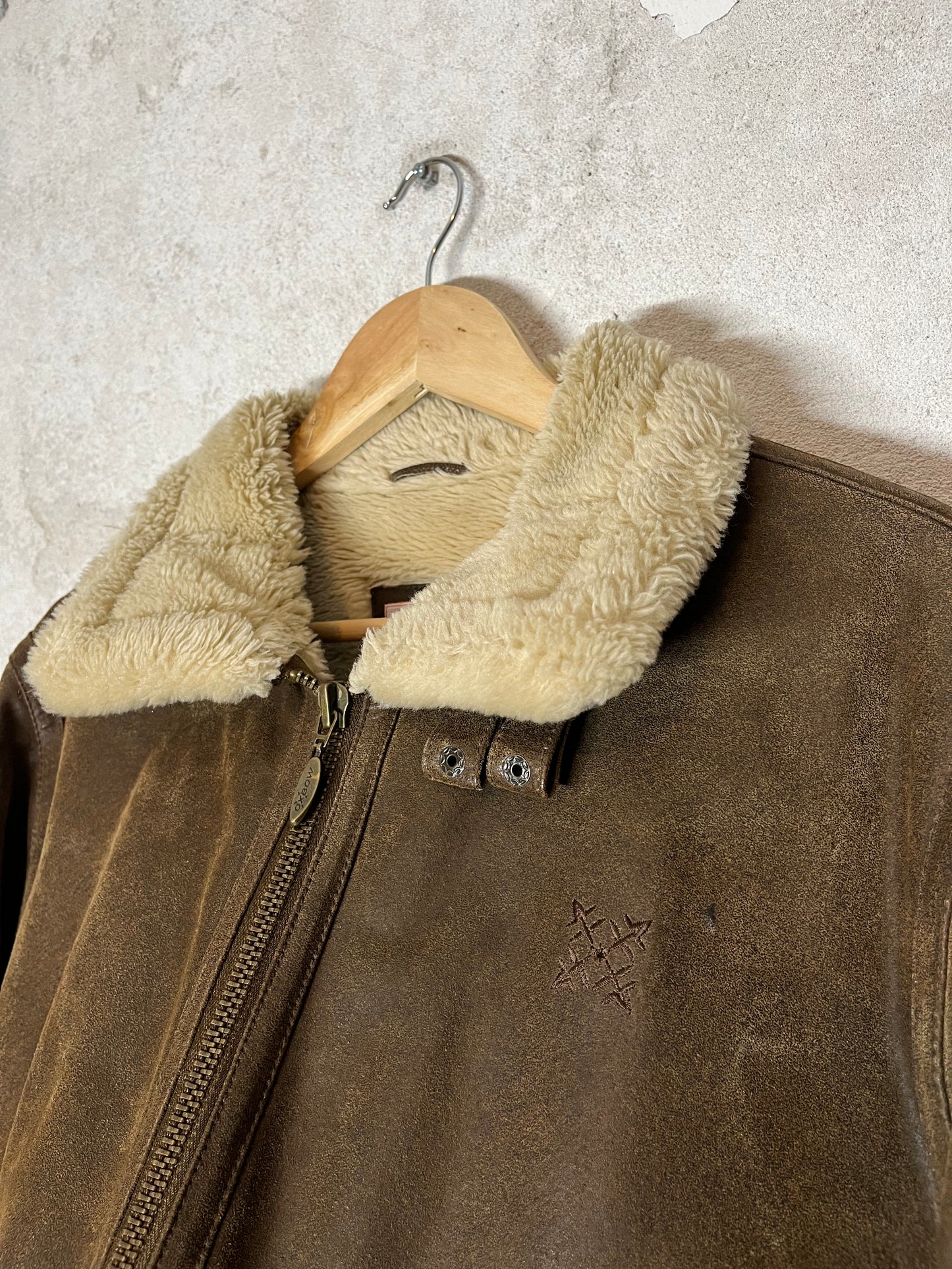 Oxbow 2000s high quality leather sherling sherpa jacket - M