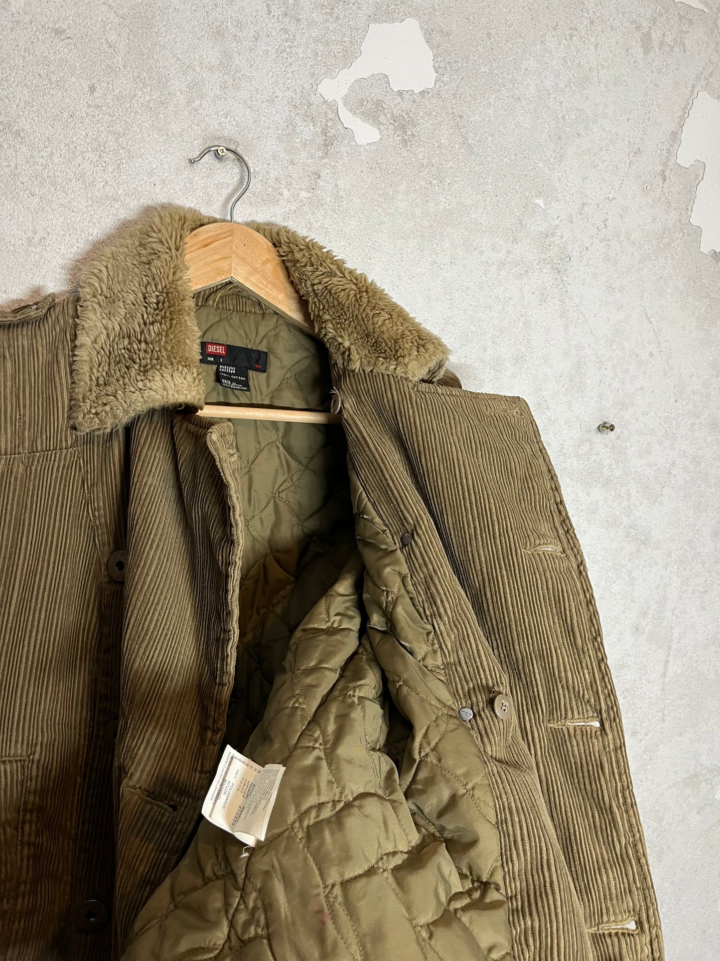 Diesel vintage 2000s sherpa sherling corduroy jacket - S