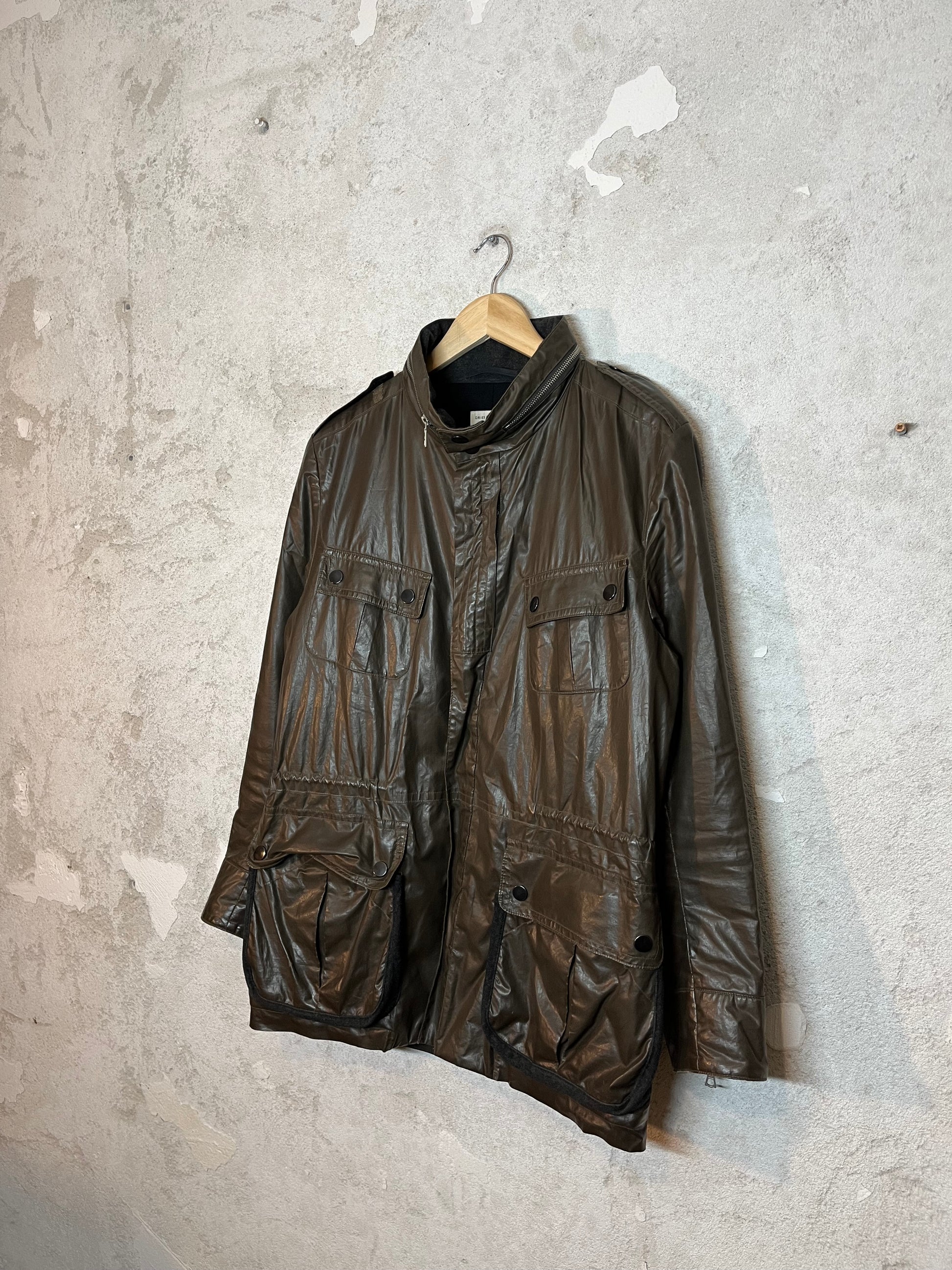 Dries van Noten waxed cotton military trench coat jacket