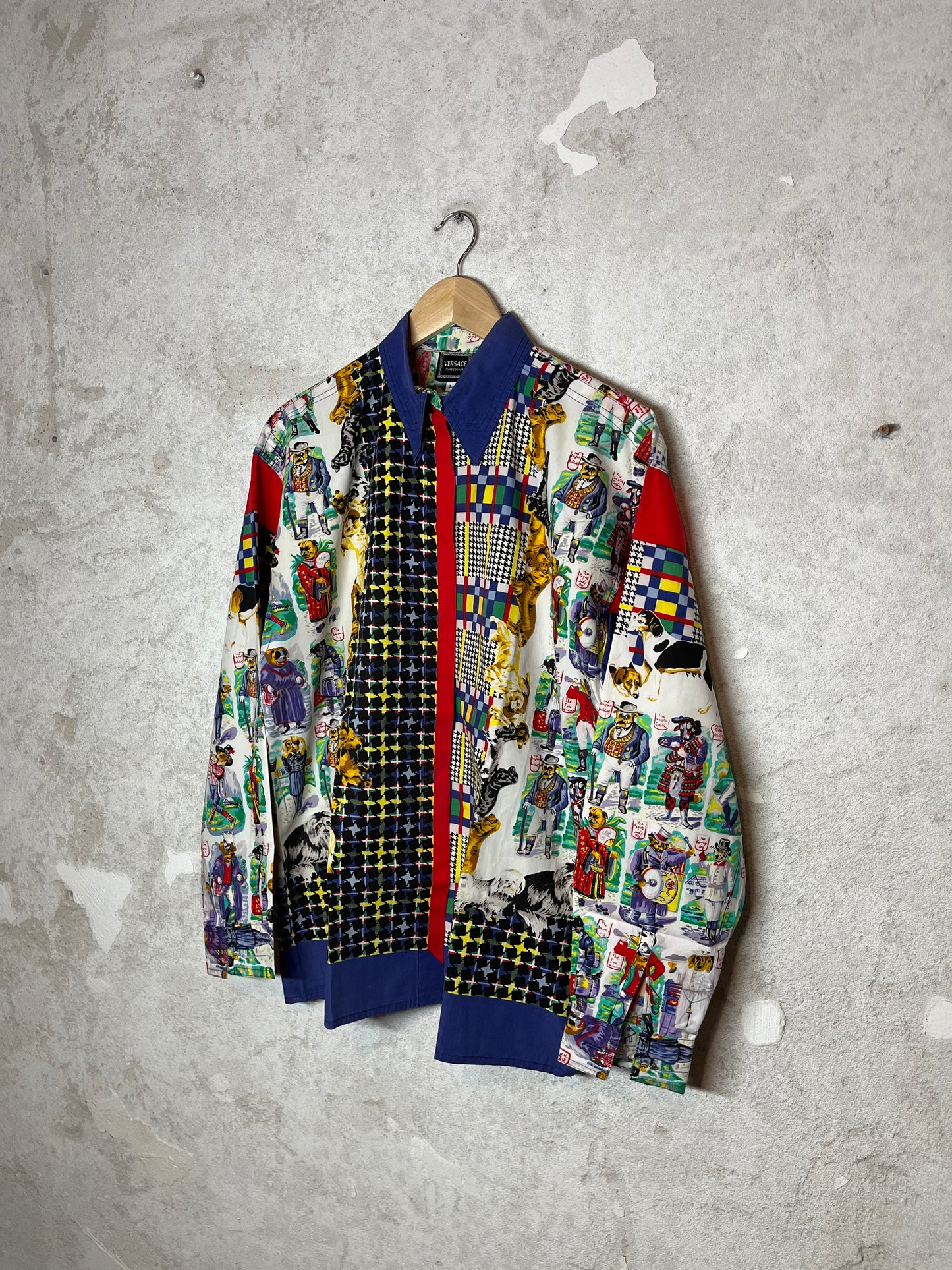 Versace vintage 1996 multicolor rare dog shirt - L