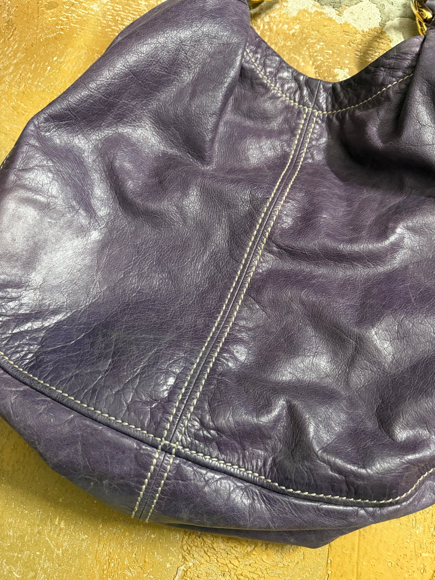 Miu Miu purple leather shopper bag