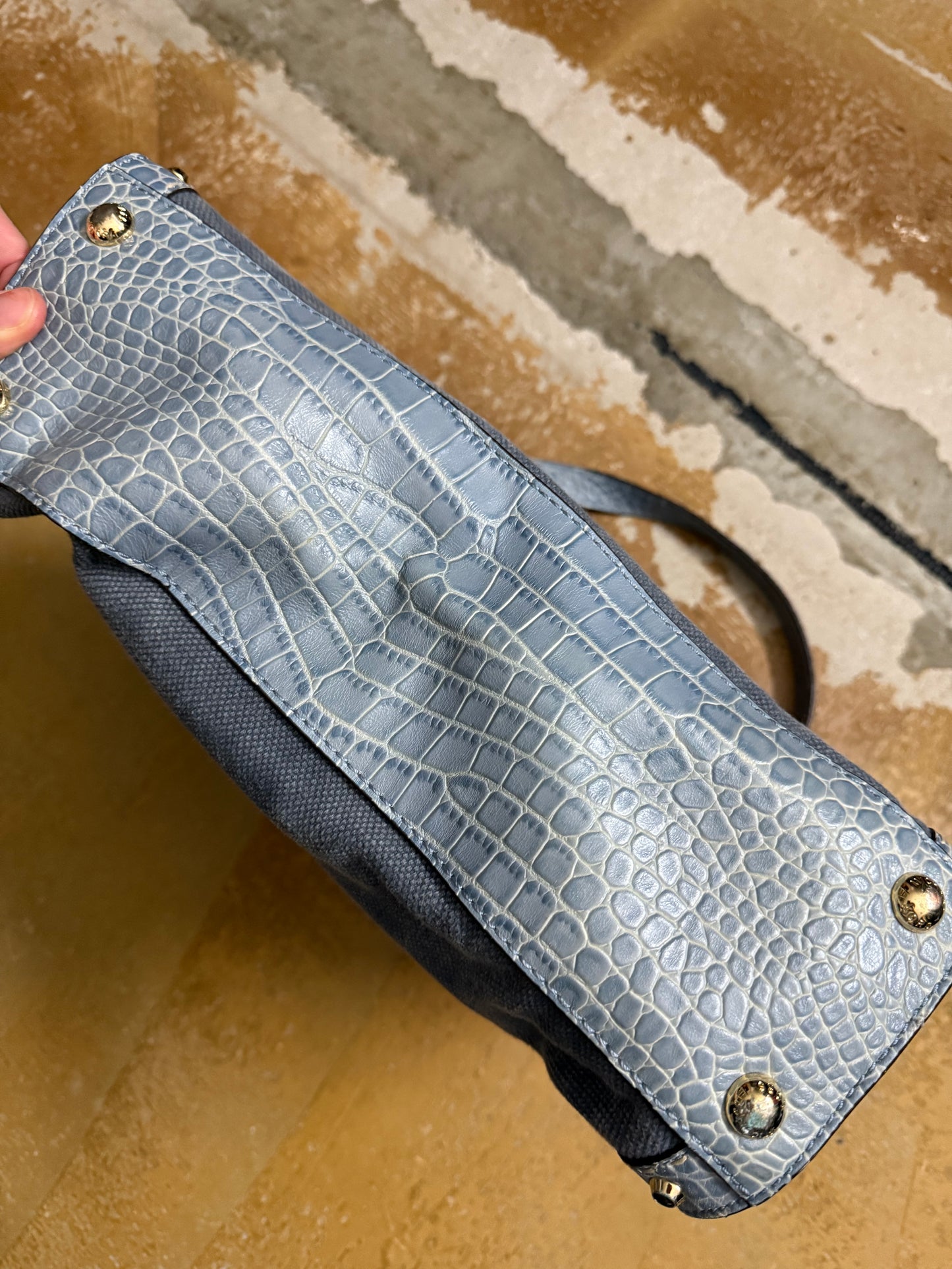 Micheal Kors Hamilton tote crocodile leather denim bag