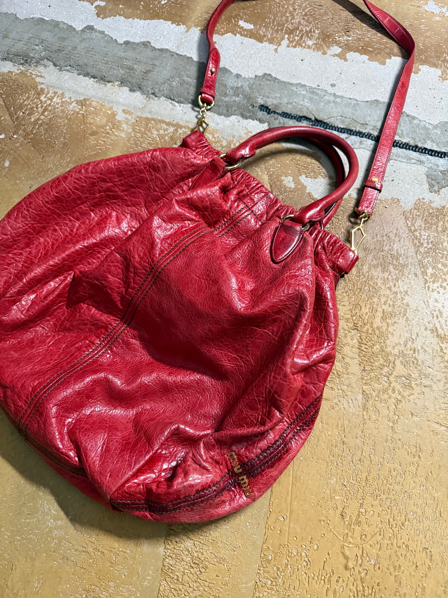 Miu Miu vintage leather red big hobo bag