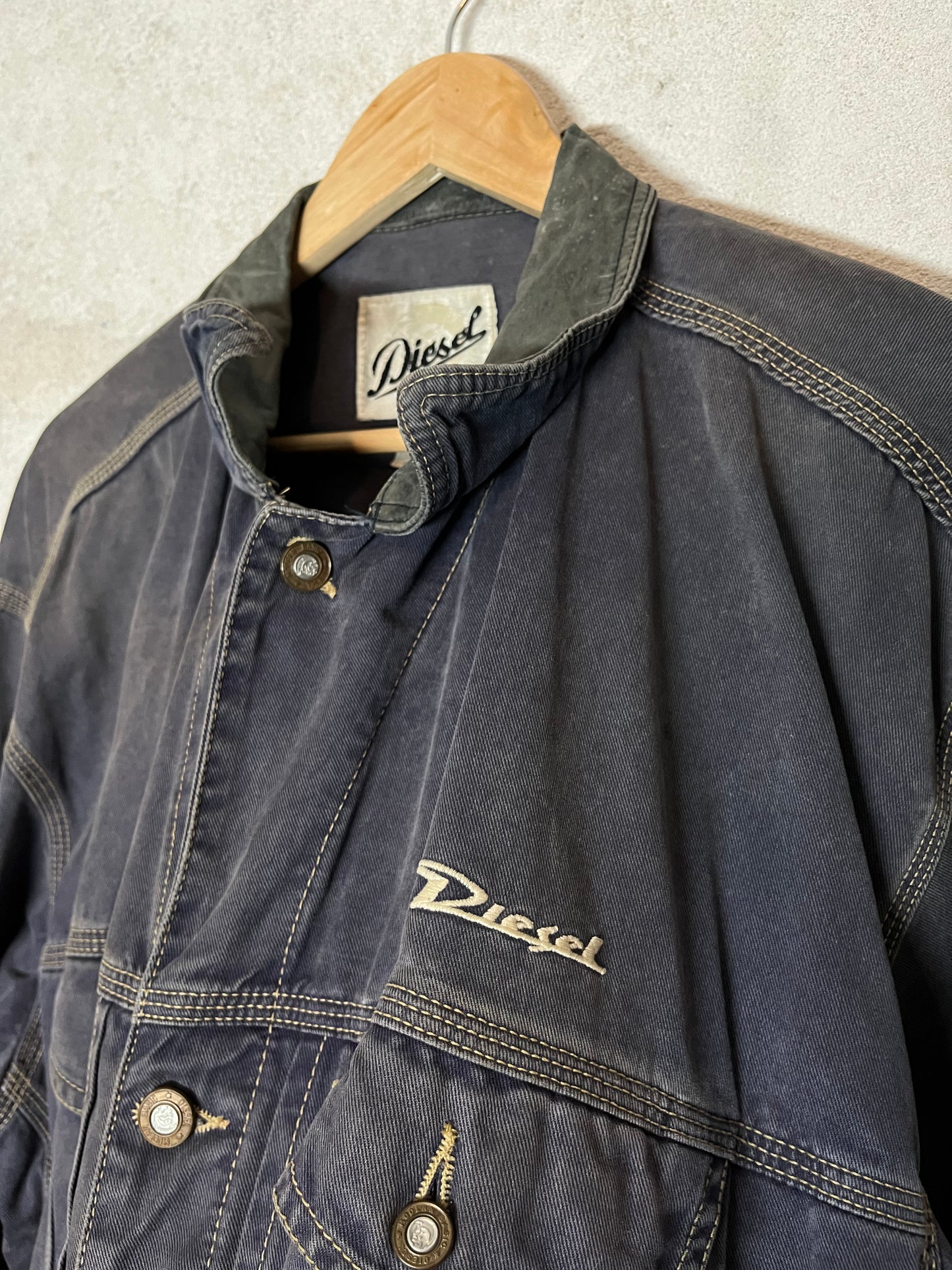 Diesel 2000s denim jacket w/ leather details - XL