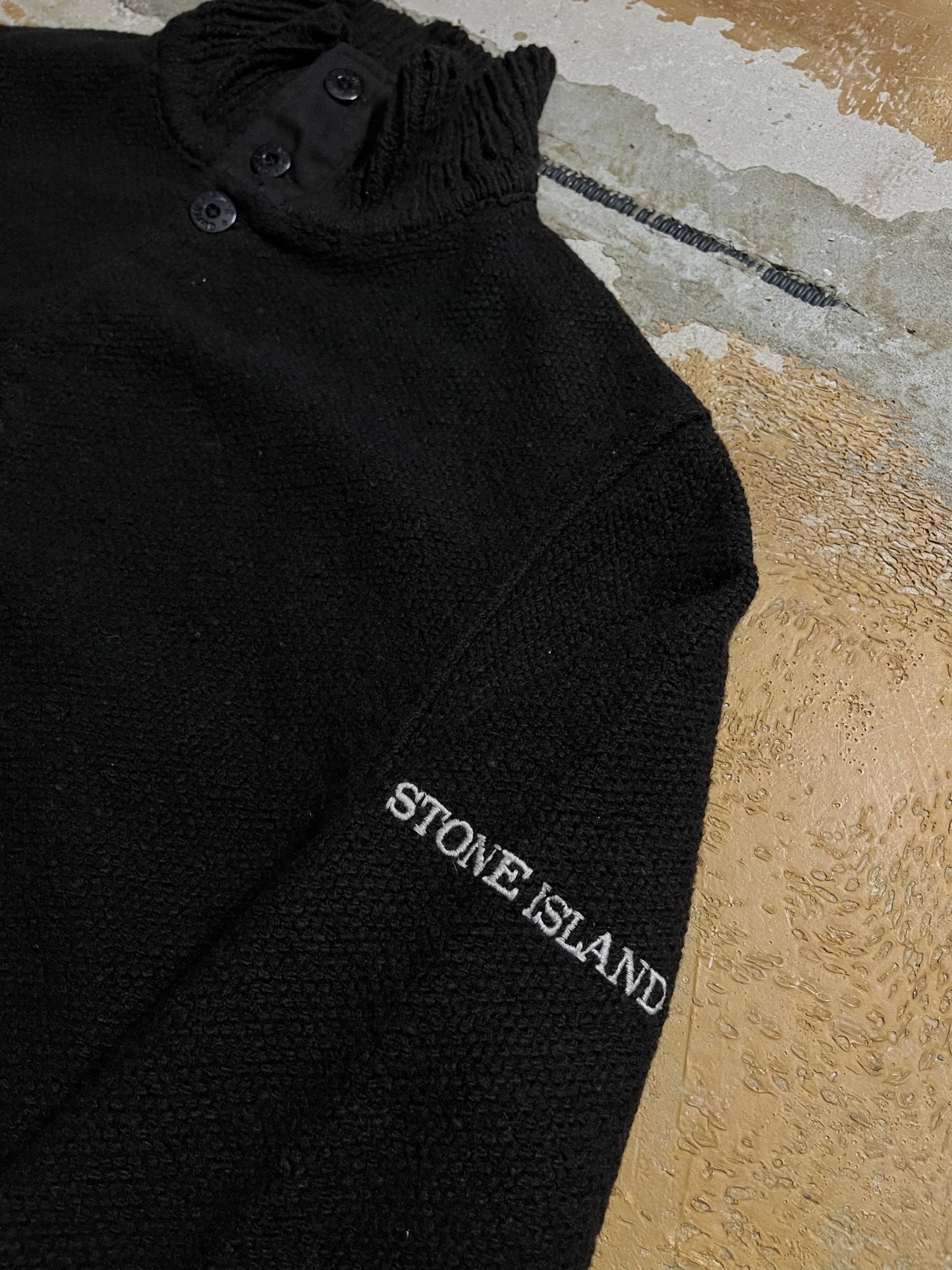 Stone Island vintage arm embroidery wool knit sweater - L