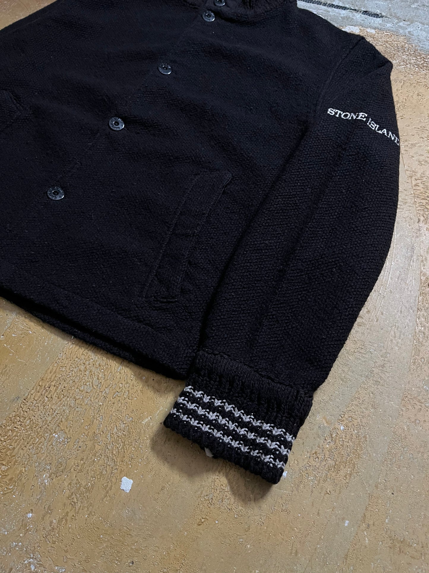 Stone Island vintage arm embroidery wool knit sweater - L